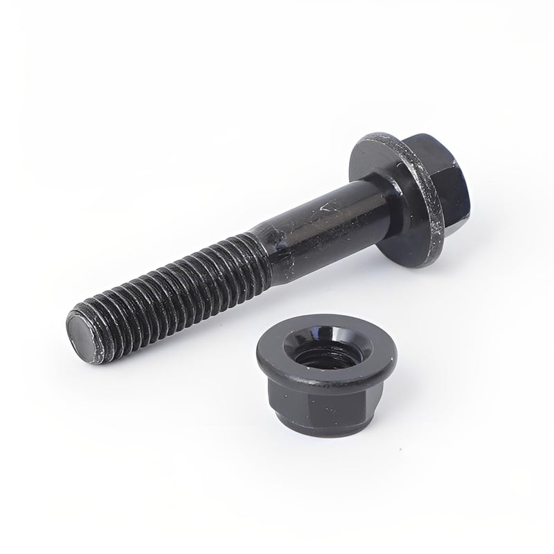 Minho M8-1.25 x 45mm Flange Head Bolts in Carbon Steel Material,Flange Hexagon Screws Come with Flange Nuts,Black Oxide Finish Plated,Partial Thread, 12 Sets - Image 2